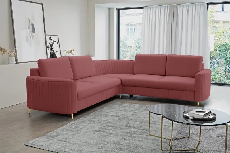 Narożnik LAREN nowoczesna sofa z funkcją spania pojemnik na pościel prawa strona CASTEL 59 251x251x85 cm