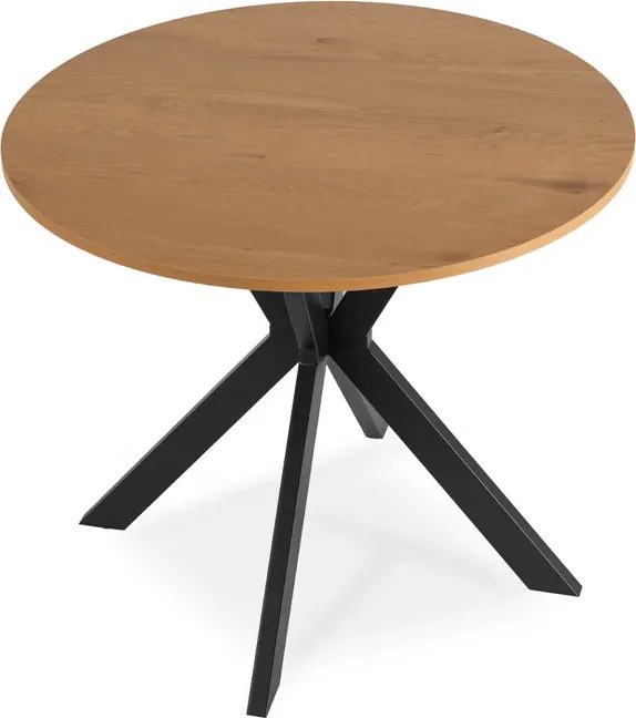 Stół Okrągły LAUREN 80 cm Dąb Złoty/Czarny Loft Nowoczesny