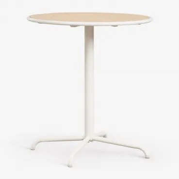 Okrągły Stół Ogrodowy Ø65 Cm Ze Stali I Drewna Akacjowego Tilda Gardenia Biel - Sklum