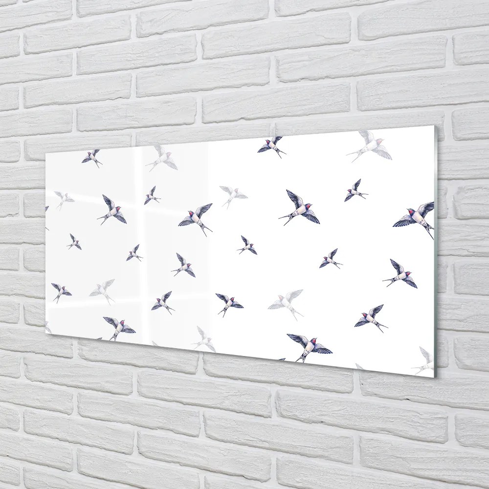 Panel Szklany Romantyczna Wizja Ptaków i Kwiatów