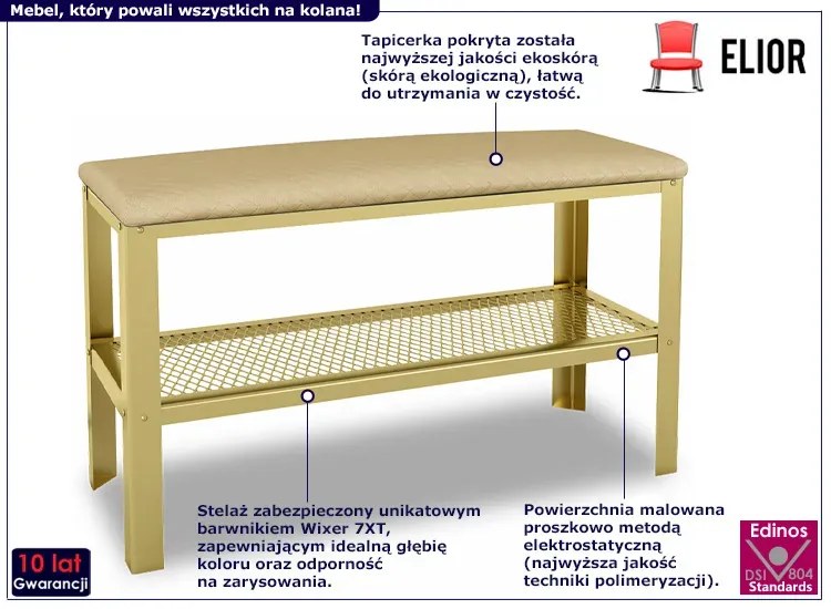 Nowoczesna pufa z metalowym stelażem złoty + jasny beż E7-S22