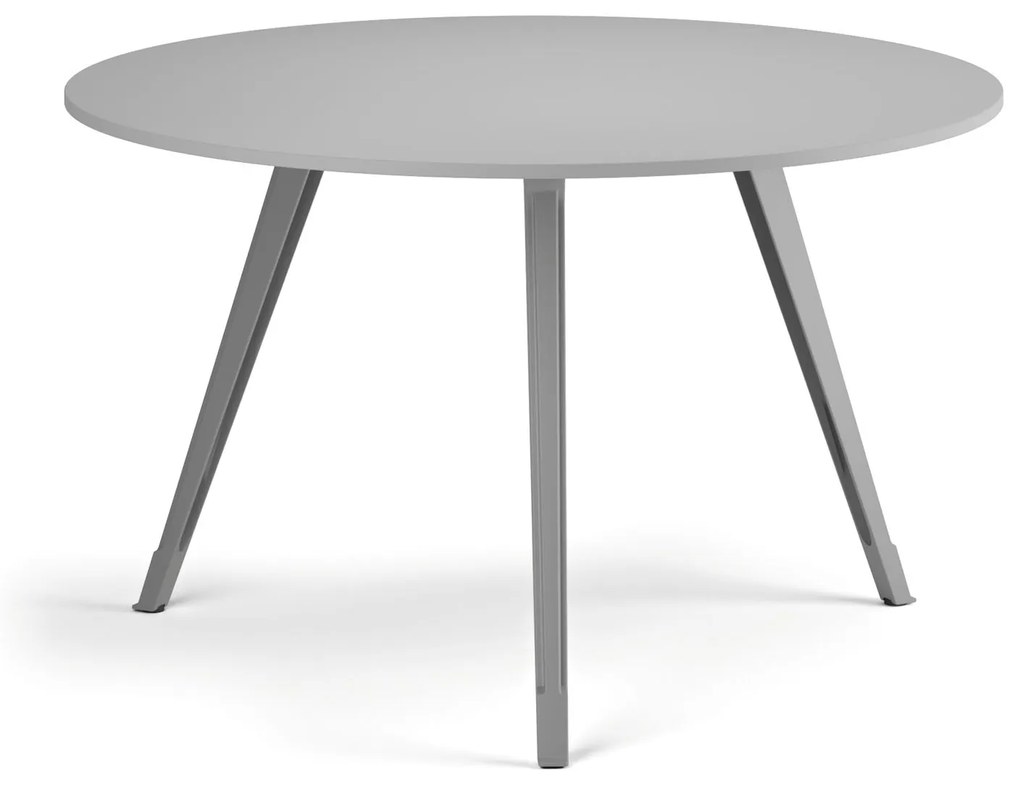 Stolik kawowy PRIMO ZEN, średnica 120 cm, szaro-srebrna podstawa, szary