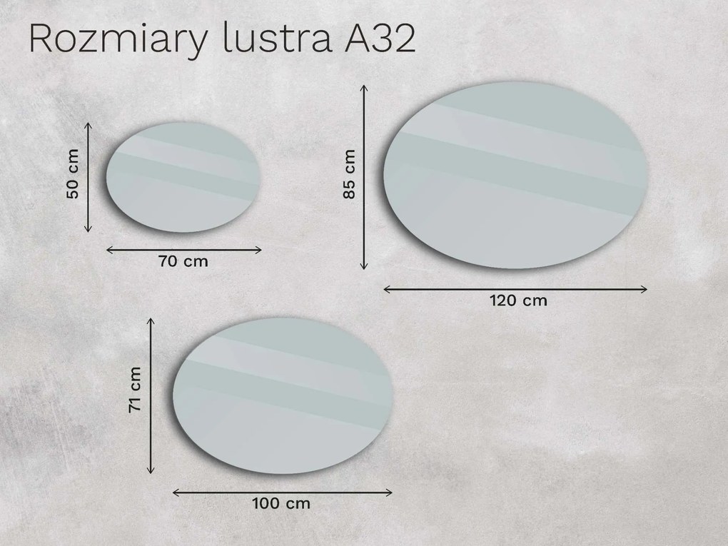 Owalne LED lustro do łazienki z oświetleniem A32