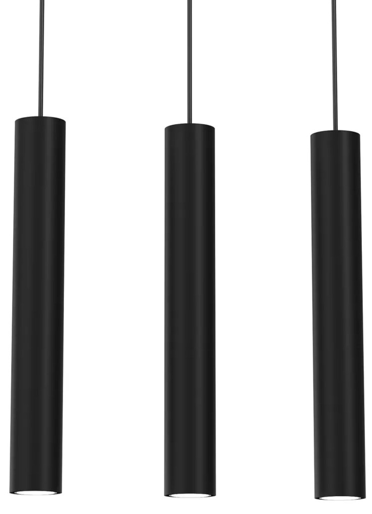 Lampa wisząca HUDSON BLACK 3xGU10, czarna, potrójna, tuba, na listwie
