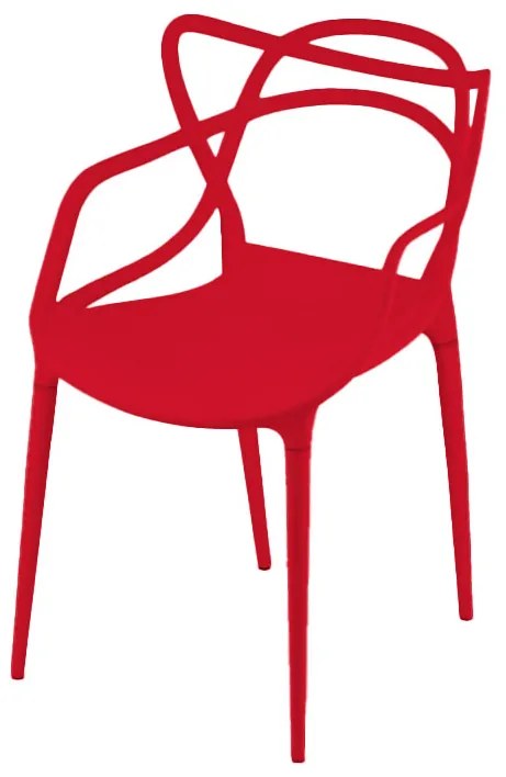 Zestaw 4 czerwonych plastikowych krzeseł KATO