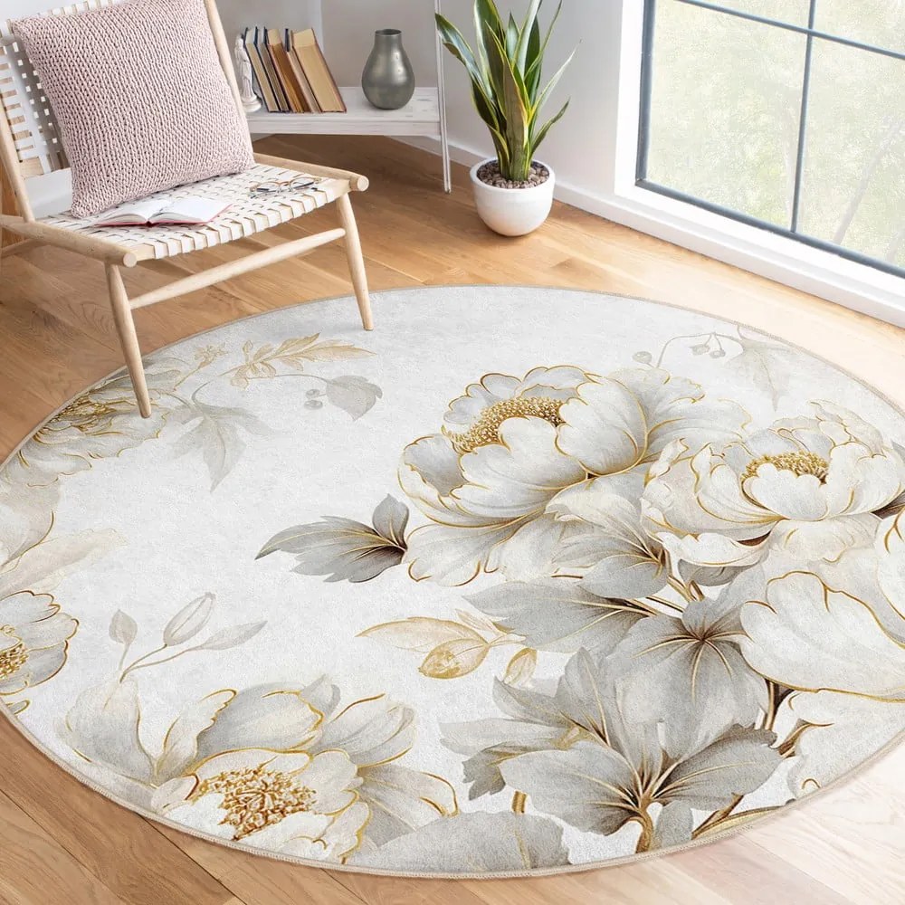 Jasnoszaro-beżowy okrągły dywan odpowiedni do prania ø 120 cm Soft and Gentle – Mila Home