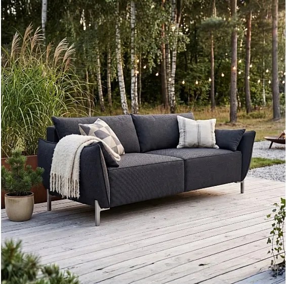 Sofa ogrodowa 2-osobowa GARDEN w tkaninie Kanaria 7031 czarna
