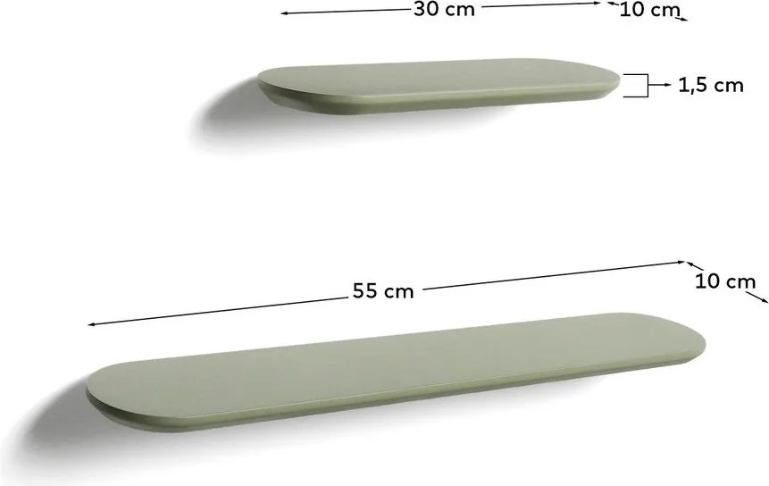 Zielone półki zestaw 2 szt. 55 cm Arely – Kave Home
