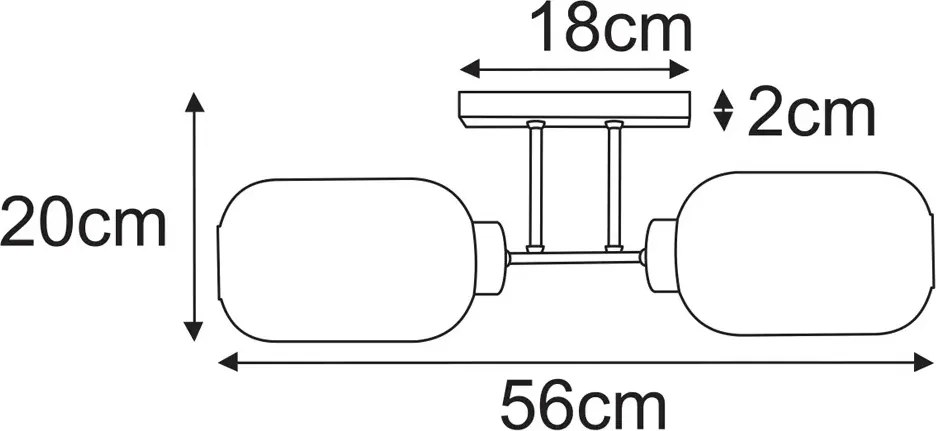 Sufitowa lamp z dwoma kloszami biała T8-K26