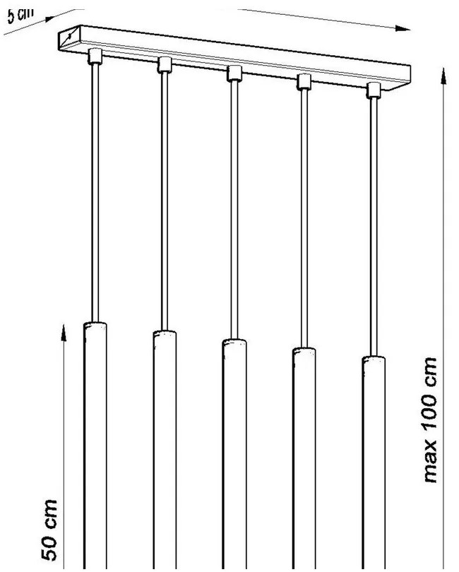 Czarna lampa wisząca Sollux Fideus, dł. 45 cm