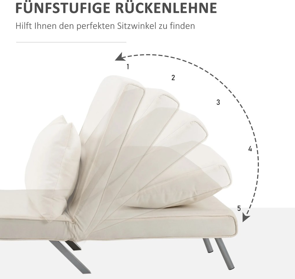 HOMCOM Fotel relaksacyjny z funkcją leżanki i łóżka gościnnego kremowy 65x69x80 cm | Aosom PL