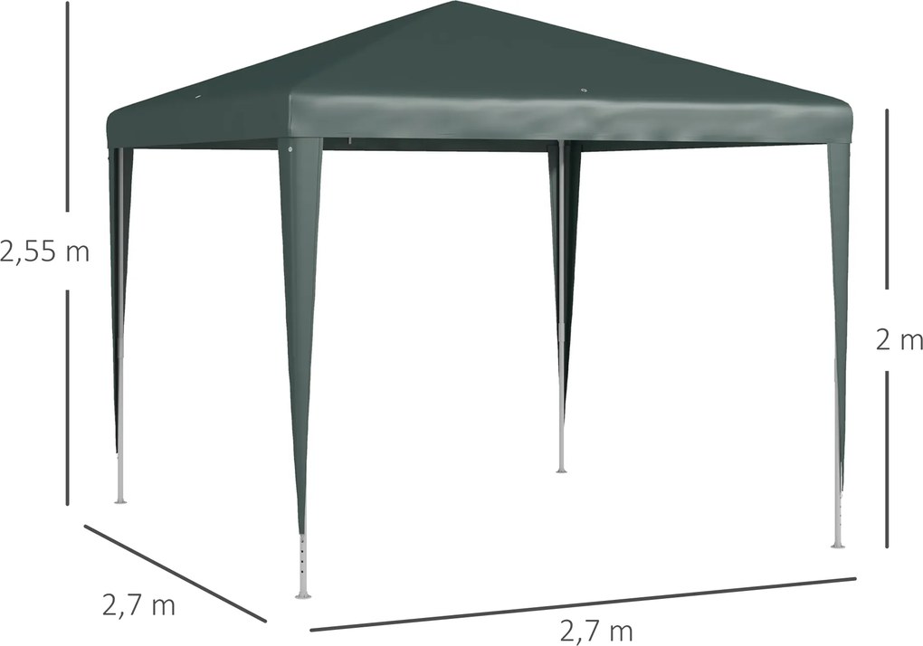 Outsunny Pavilon 2,7x2,7m, Szybki Montaż za pomocą Systemu Klikowego, Rama Odporna na Rdzę, Ciemnozielony