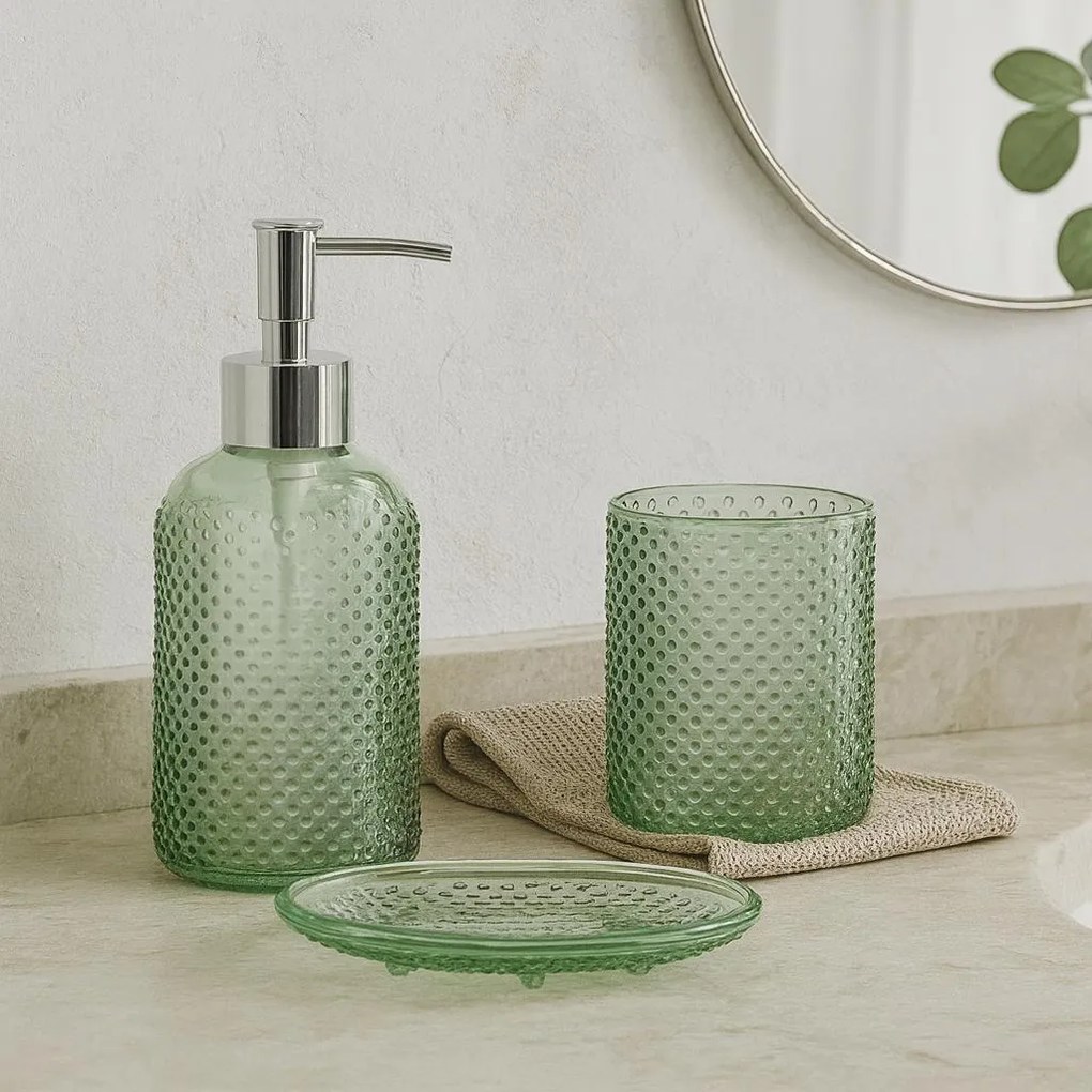 Zestaw łazienkowy NODE, dozownik, kubek na szczoteczki i mydelniczka, 3 elementy