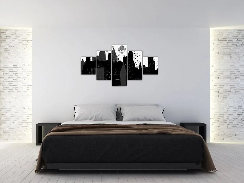 Obraz - Miasto z napisami i wzorami (125x70 cm)