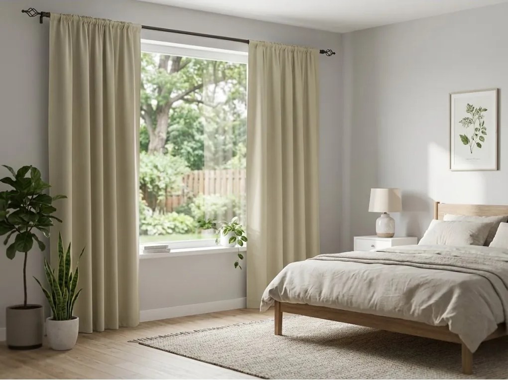 Zasłona OXFORD 140x250 cm, jasnobeżowy Zawieszanie: Metalowe pierścienie