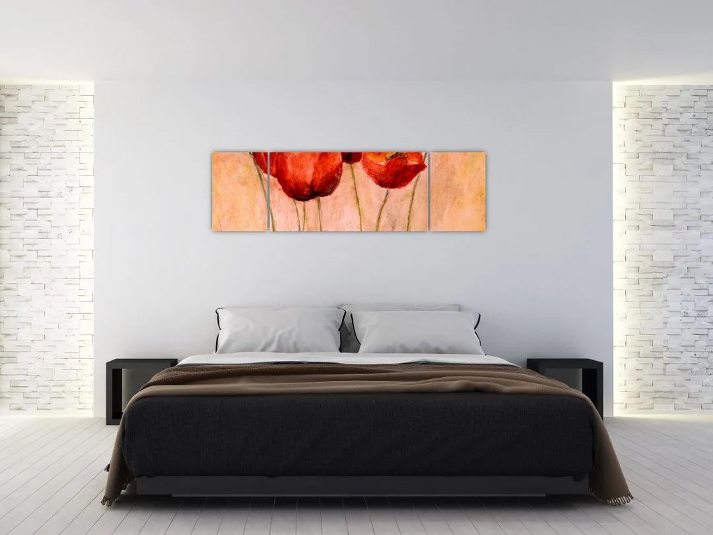 Obraz - Czerwone tulipany (170x50 cm)