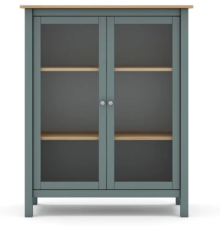 Szarozielona witryna z litego drewna sosnowego 90x110x40 cm Misti – Marckeric