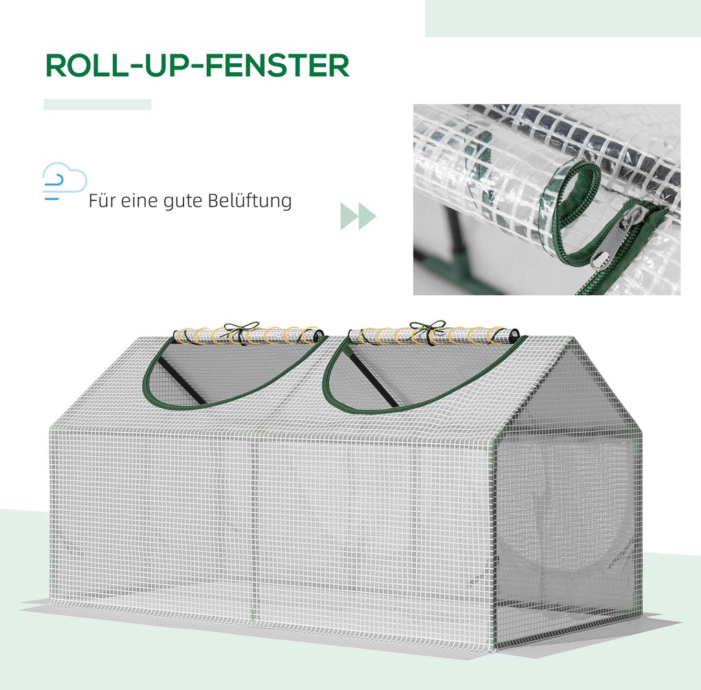 Outsunny Szklarnia Foliowa z Okienkiem PE Cieplarnia na Pomidory 119x60x60cm Biała | Aosom PL