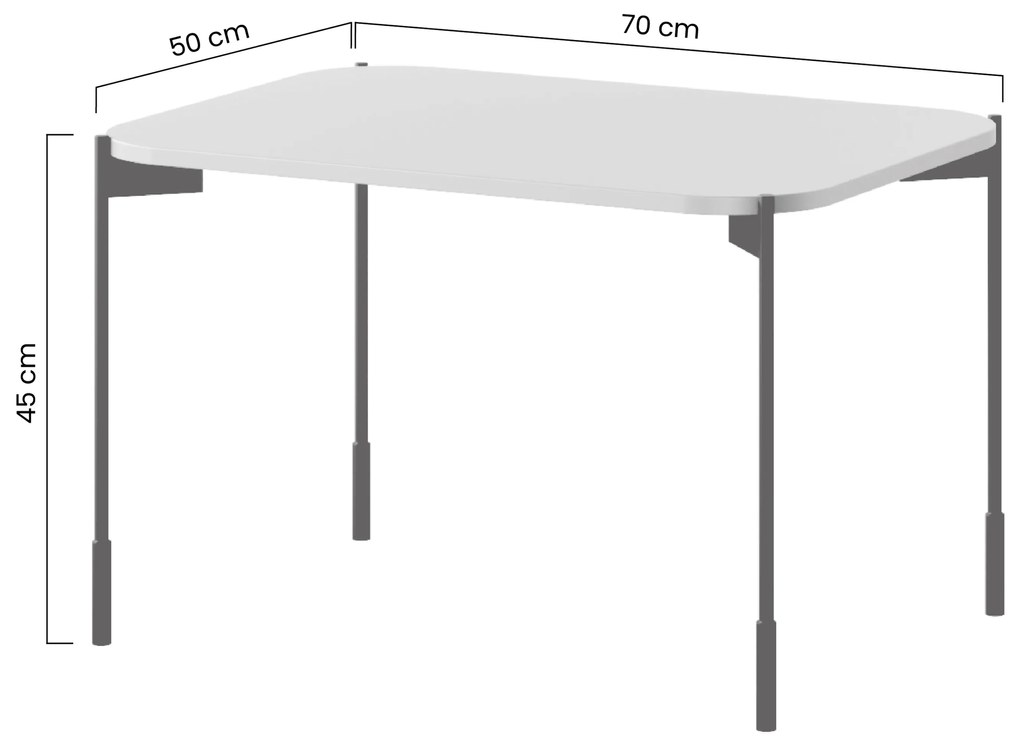 Stolik kawowy Sonatia 70 cm prostokątny na metalowych nogach - oliwka