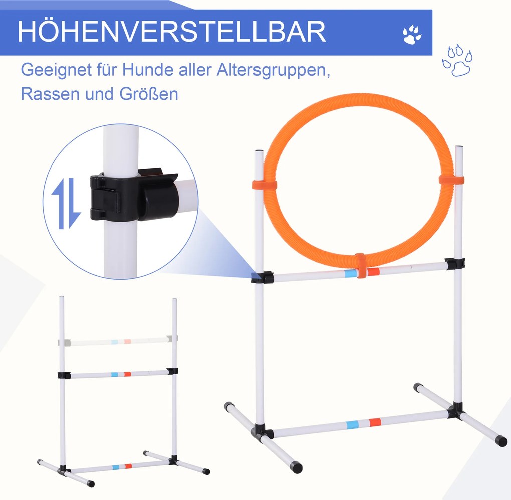 PawHut Zestaw do Ćwiczeń dla Psów 3-częściowy z Torbą do Przenoszenia Trening Agility Plastik Biały Żółty | Aosom PL
