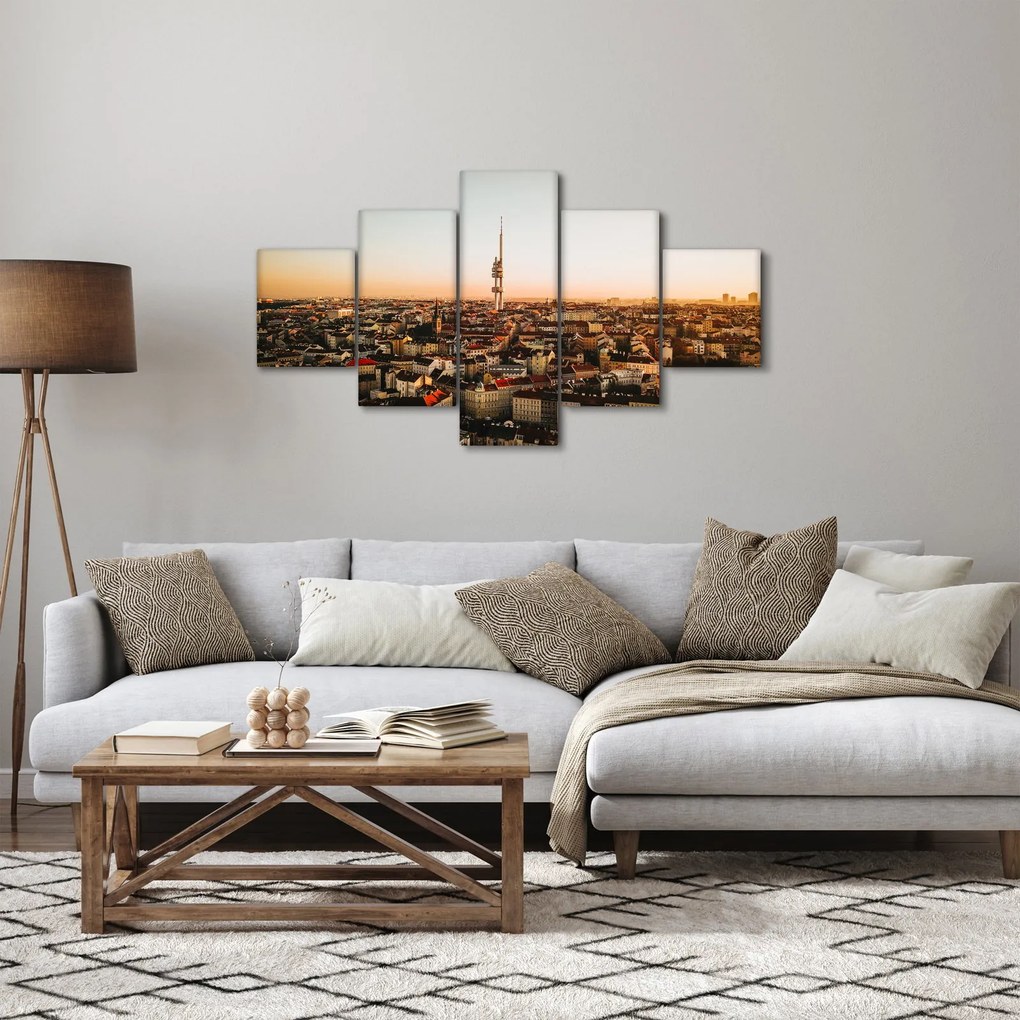 Obraz zachodu słońca nad Žižkov (125x70 cm)