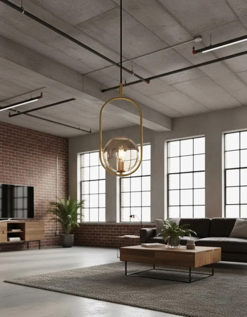 Miedziana pojedyńcza lampa wisząca - 9X M083 K9-G96