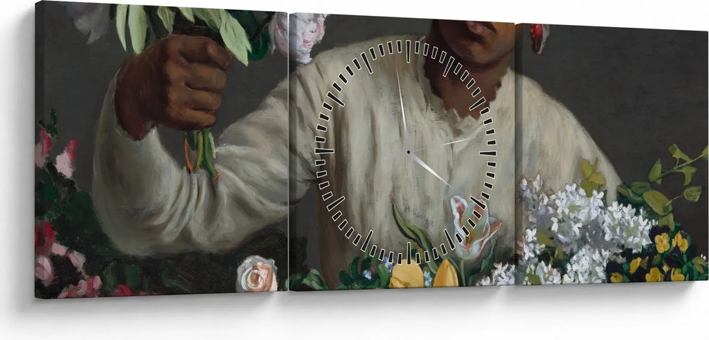 Obraz - Frédéric Bazille, Young Woman with Peonies, reprodukcje (z zegarem) (90x30 cm)