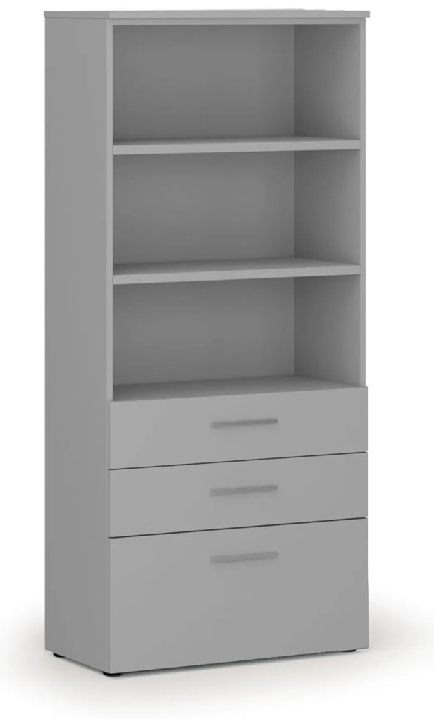Szafa biurowa z kombinowanymi szufladami PRIMO GRAY, 800 x 420 x 1781 mm, szary