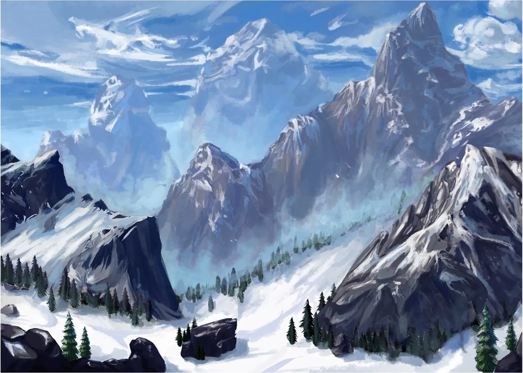 Obraz na szkle - Malowane góry (70x50 cm)
