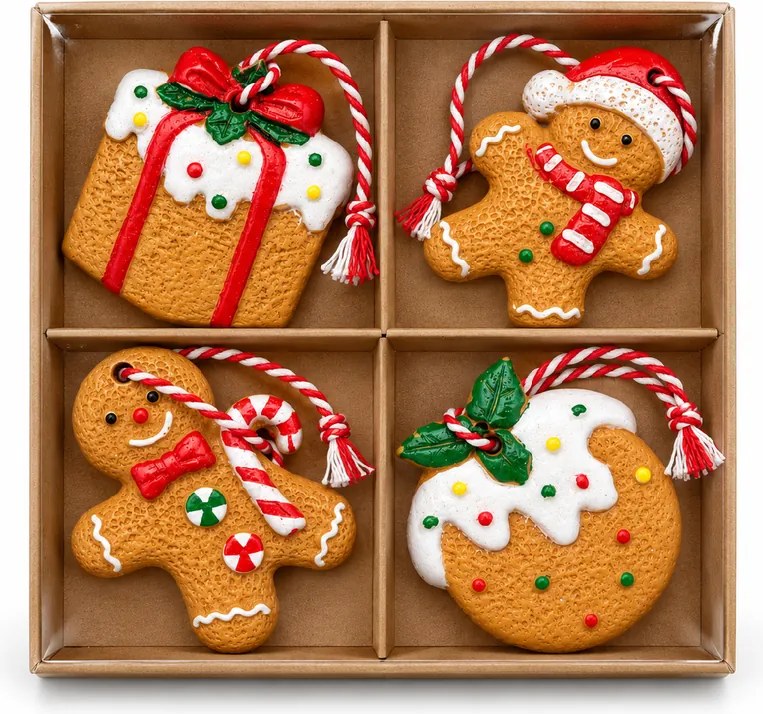 Zestaw 4 szt. ozdób świątecznych COOKIE CHRISTMAS 6 cm