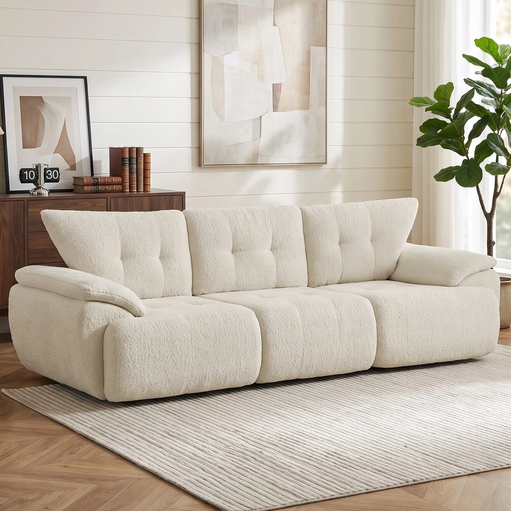 HOMCOM Sofa 3-osobowa, 260 cm, Chenille, bezramowa sofa modułowa z wyjątkowo szerokim, głębokim siedziskiem, szerokie podłokietniki | Aosom PL