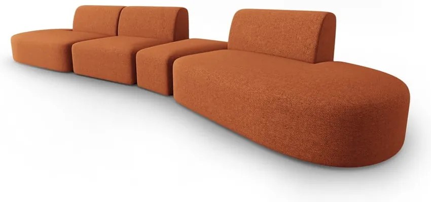 Sofa z tkaniny szenilowej prawostronna w kolorze terakoty 428 cm Paolo – Milo Casa