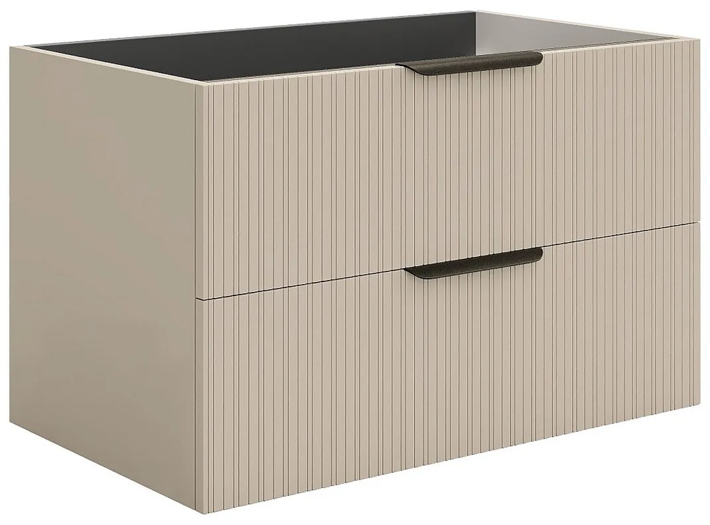 Szafka łazienkowa wisząca prążkowana- Kolor beżowy - 80 cm - DALIKO