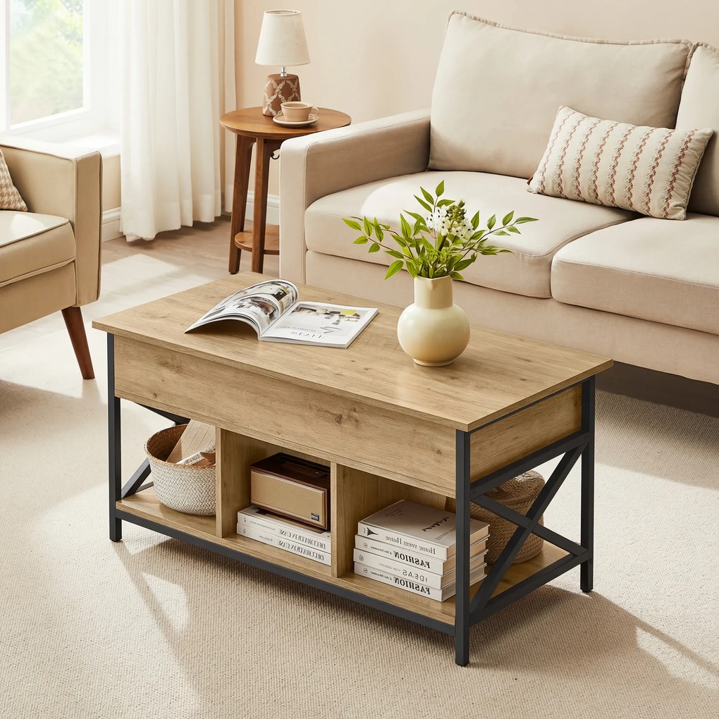 Stolik kawowy, Ława, podnoszony blat, schowki - artisan -LCT202B88V1