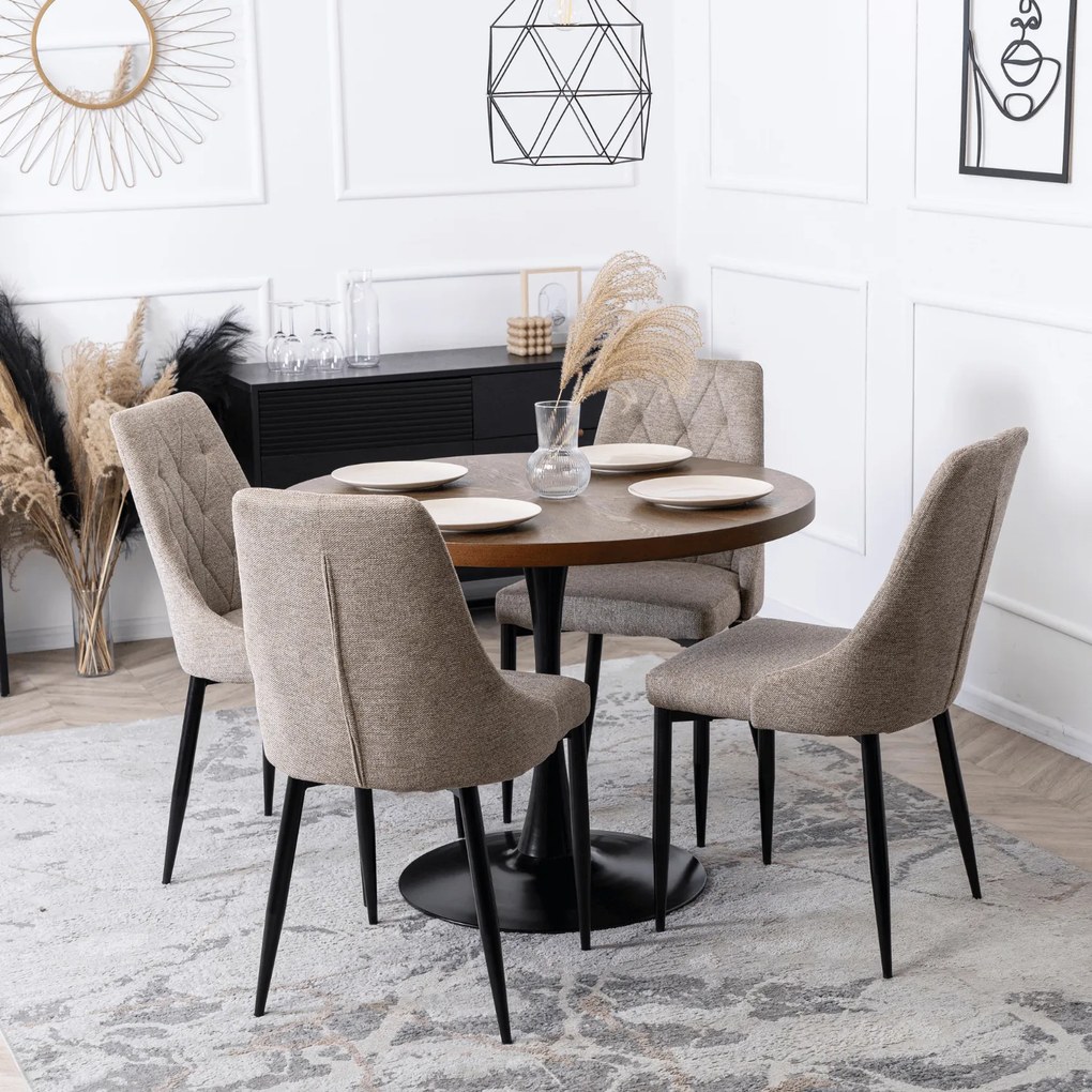 Krzesło Tapicerowane do Salonu CORK 2 Beżowe Nowoczesne Loft