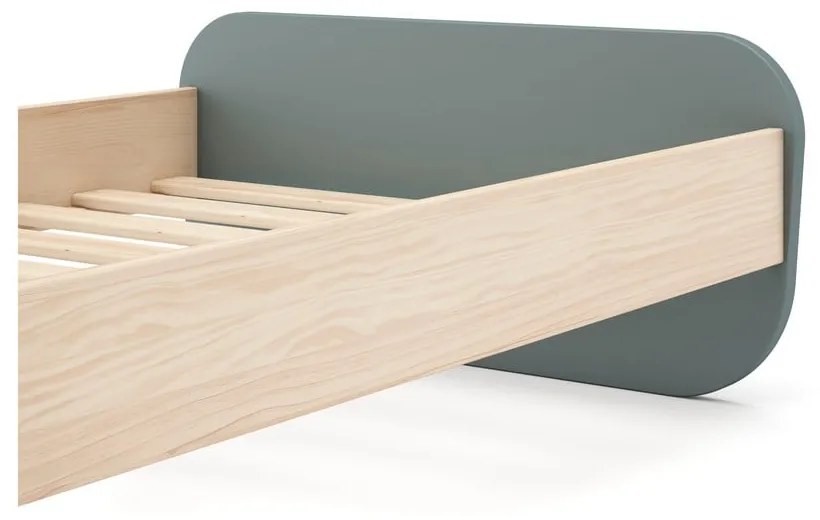 Szarozielone łóżko dziecięce w dekorze sosny ze stelażem 90x190 cm Esteban – Marckeric