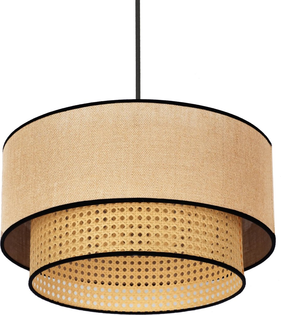 Żyrandol w stylu eko z podwójnym abażurem BOHO