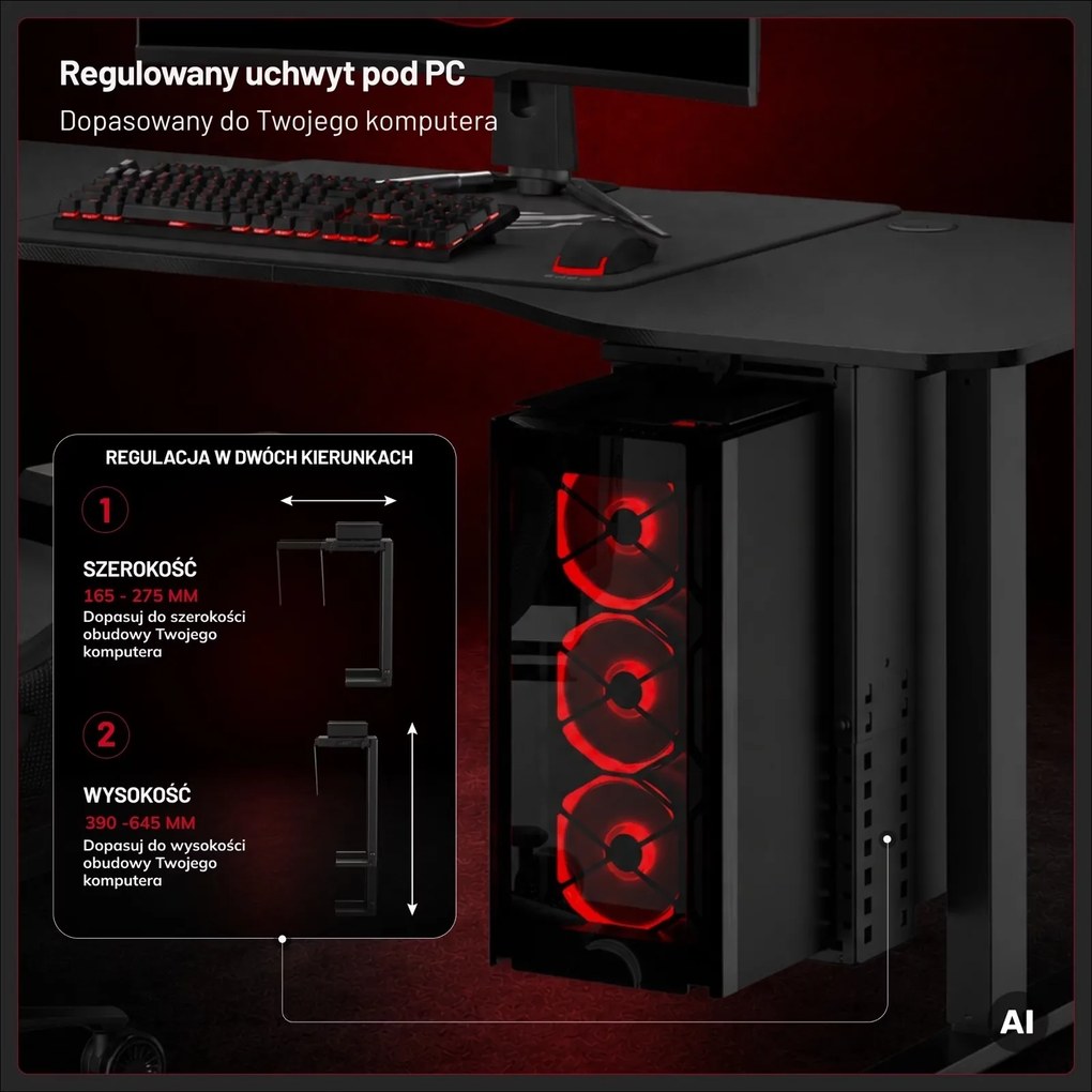 Podwieszany uchwyt na PC pod biurko Diablo PC Holder