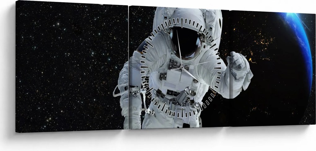 Obraz - Astronauta w kosmosie (z zegarem) (90x30 cm)