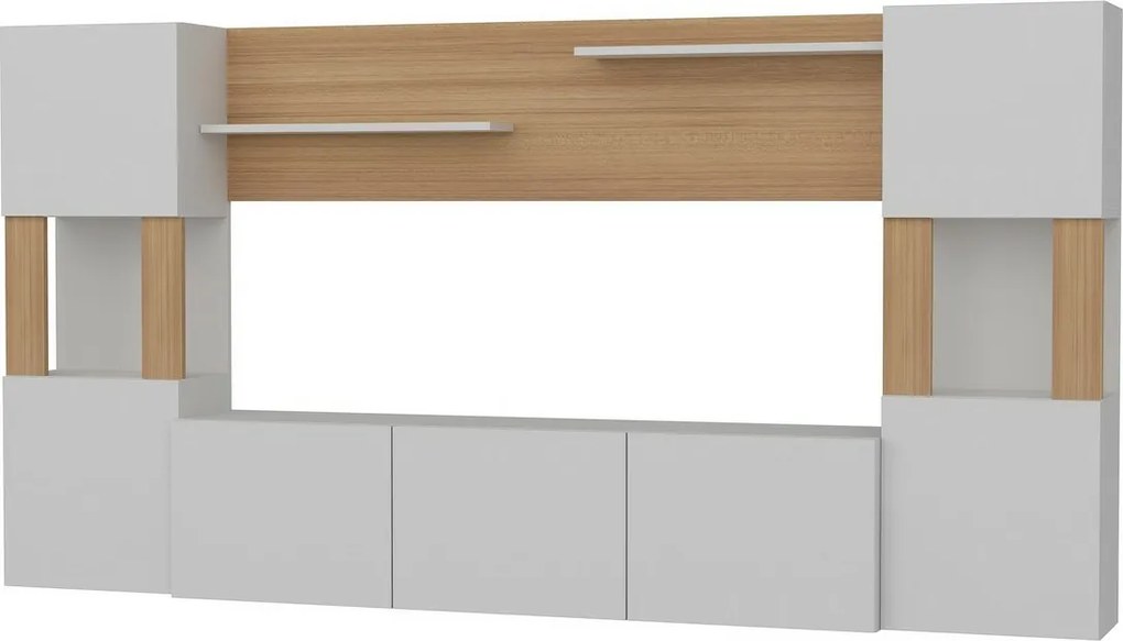 Ściana telewizyjna Lore White and Teak