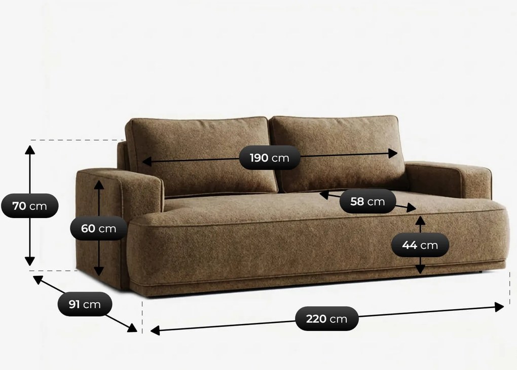 Sofa z Funkcją Spania CAMELIA Brązowa Boucle Nowoczesna