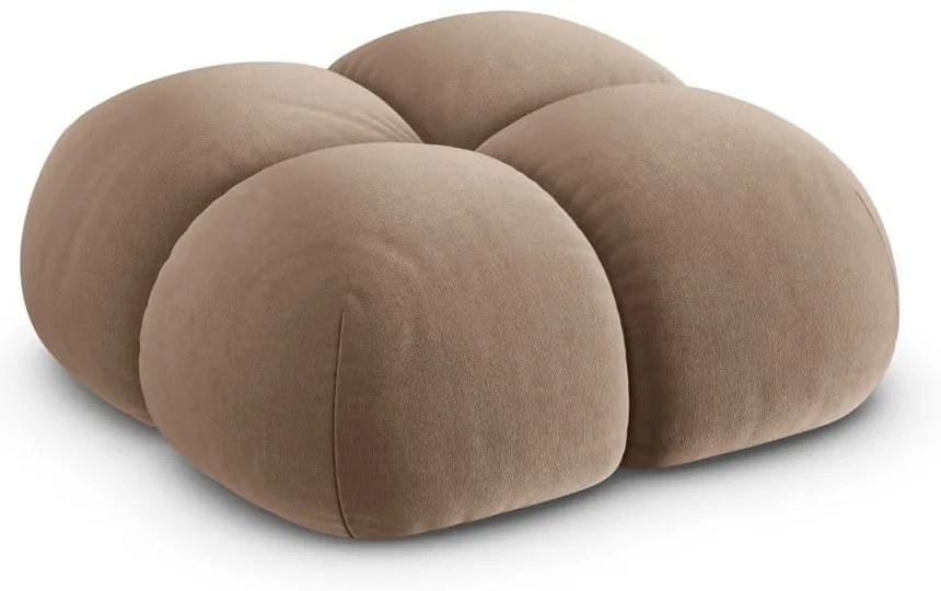 Brązowy aksamitny podnóżek Loretto – Cosmopolitan Design