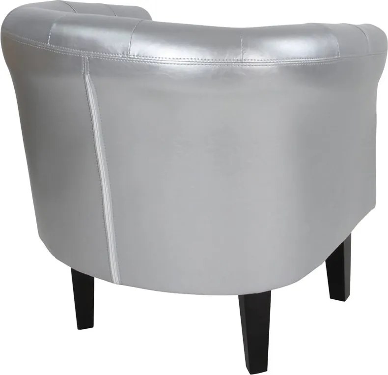 Krzesło klubowe Chesterfield ze stołkiem, srebrny