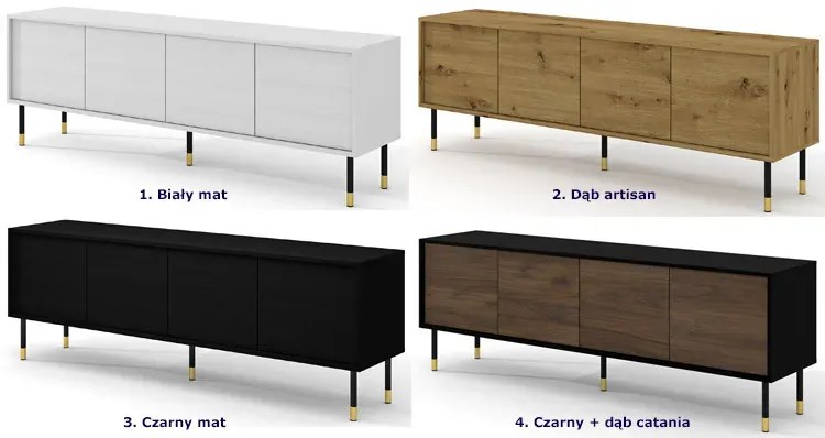 Frezowana szafka pod TV czarny + dąb catania M8-S99