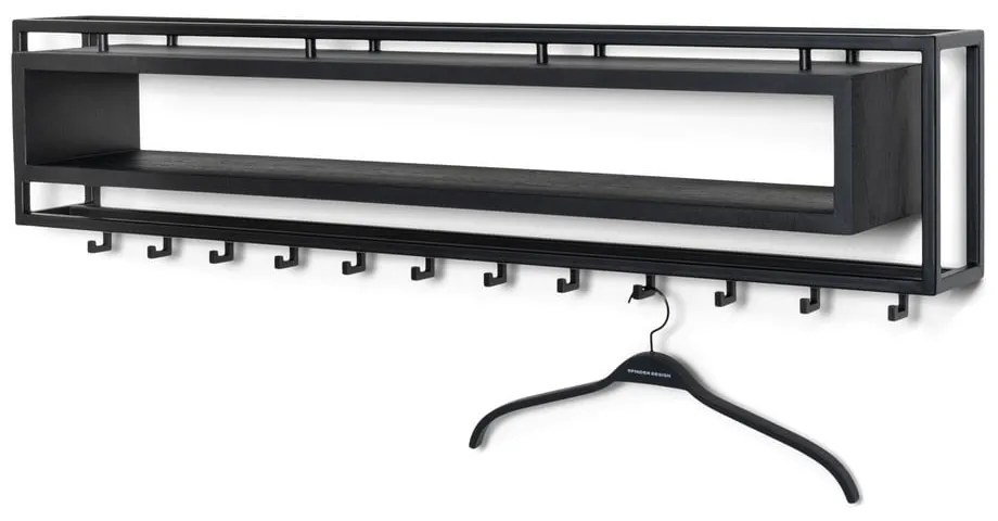 Czarny metalowy wieszak ścienny z półką 118 cm School – Spinder Design