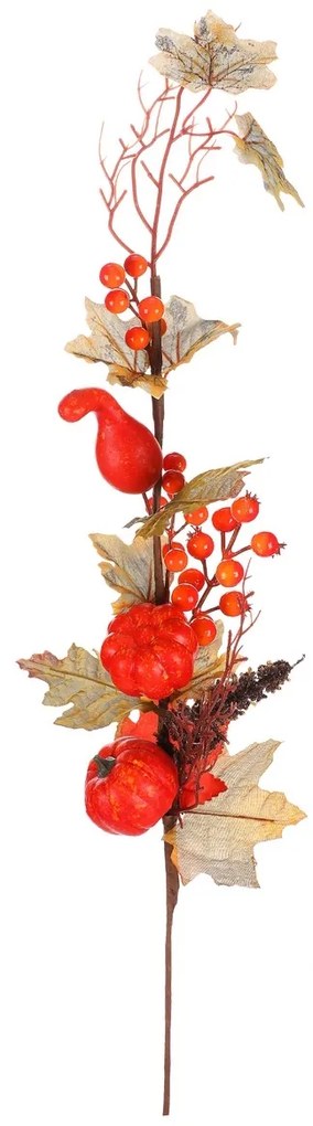 Jesienna sztuczna gałąź - czerwone dynie i jagody,73 cm
