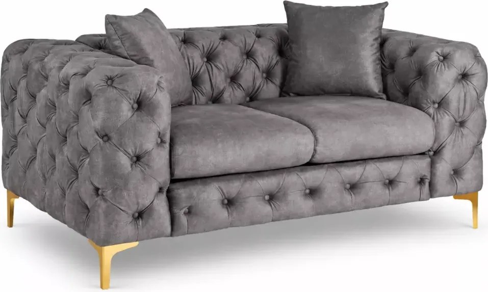 Luksusowa sofa Loario welurowa glamour z pikowaniem – elegancka sofa dwuosobowa do salonu