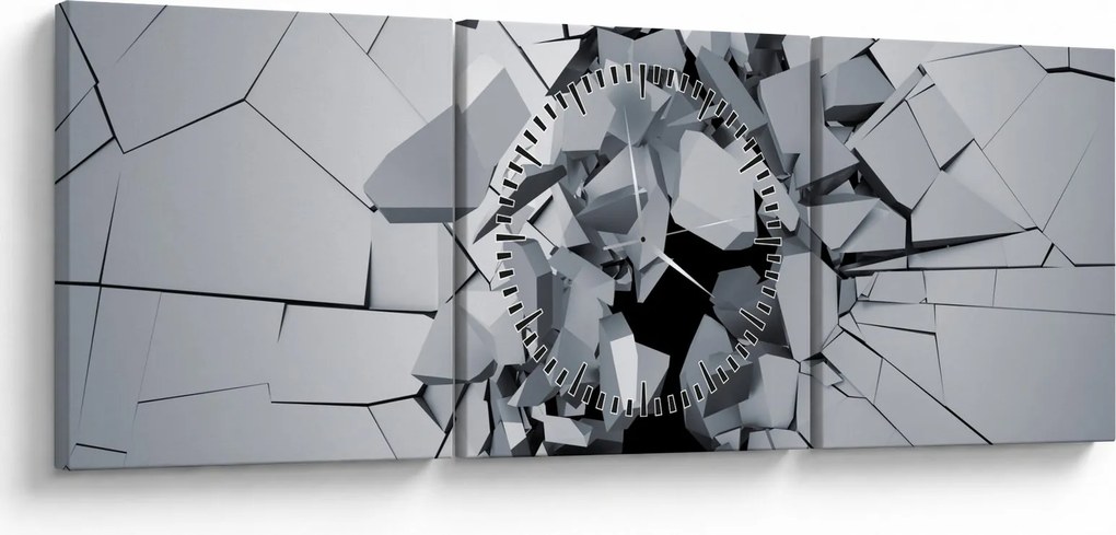 Obraz abstrakcja 3D (z zegarem) (90x30 cm)