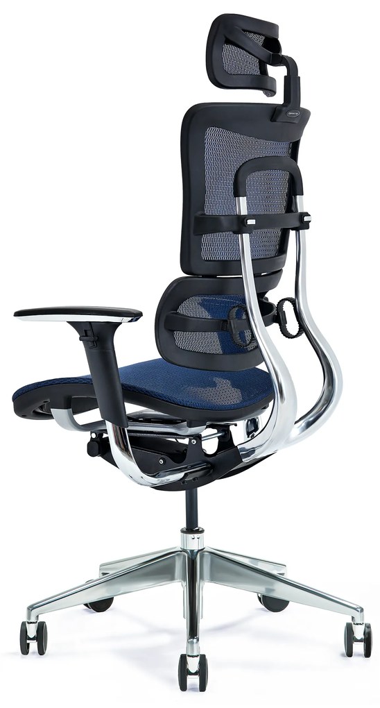 Wysokiej klasy fotel biurowy ergonomiczny ERGO 800-M, tapicerowany tkaniną mesh o jodełkowym splocie, kolory czarny, granatowy, szary. Fotel jest wyposażony w nowoczesne funkcje.