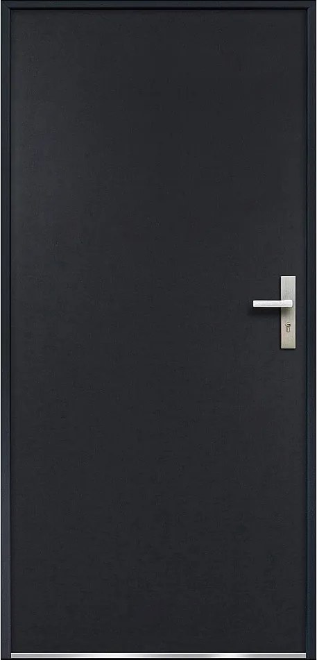 Drzwi wejściowe ze stali, pełne, wys. 207 x szer. 100 cm, kolor antracytowy – skrzydło lewe - AGUEDA